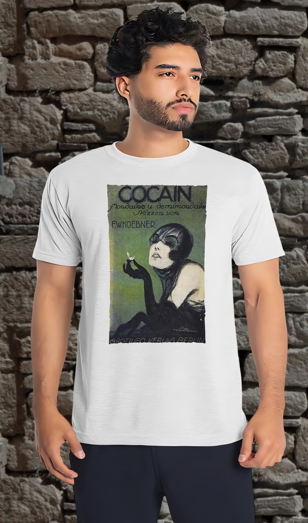 "Cocain Poster" Unisex T-Shirt (Small, White)