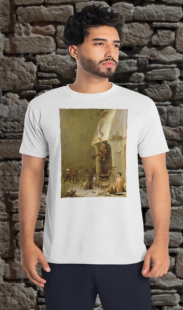 "Witches Tavern" by  Cornelis Saftleven Unisex T-Shirt (Small, White)