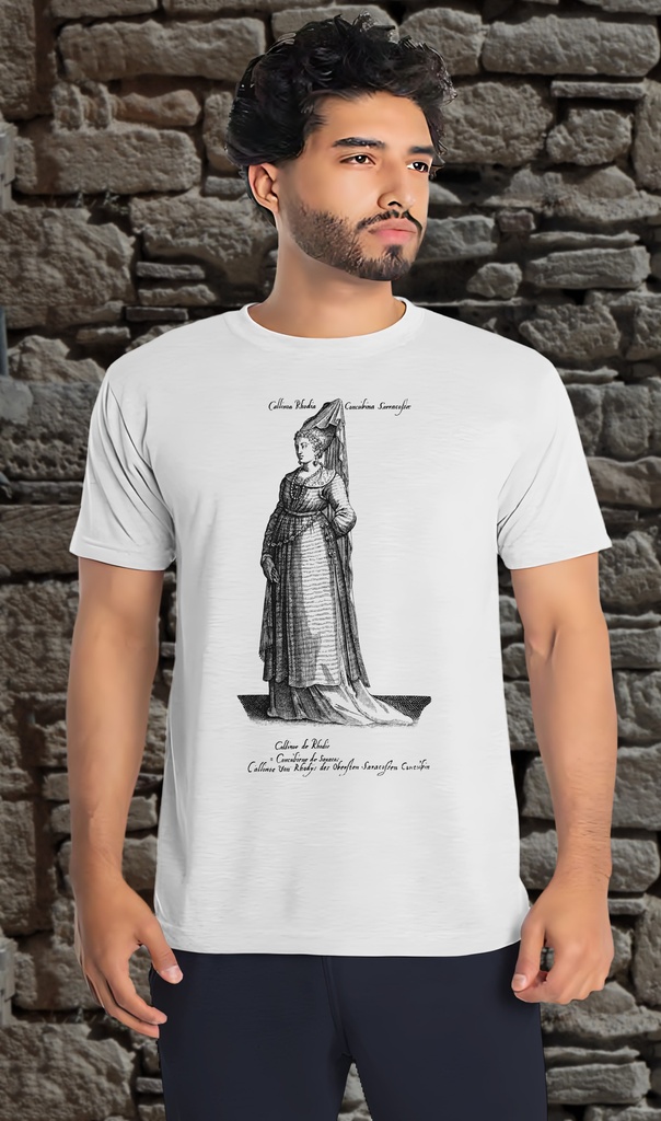 "Costume - Callinoa Rhodia Concubina Sarracossa" Unisex T-Shirt (Small, White)
