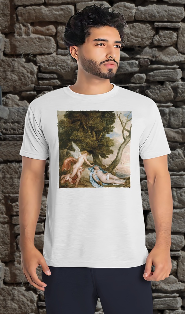 "Cupid" by Anthonis van Dyck Unisex T-Shirt (Small, White)