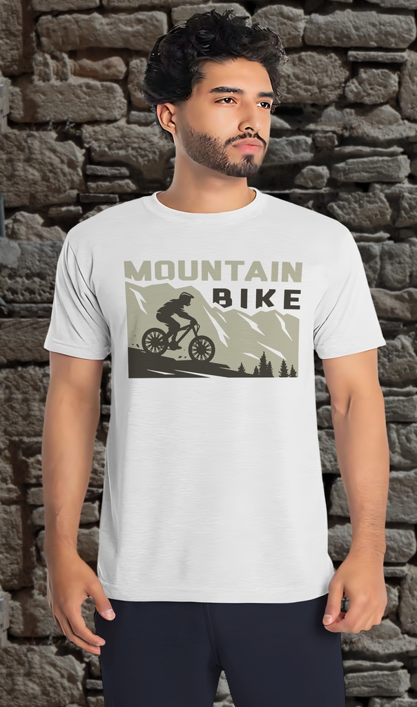"Mountain Bike" Unisex T-Shirt (Small, White)