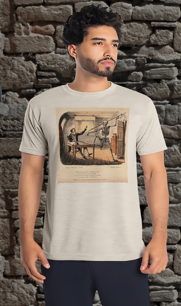 "Death Finds an Author Writing His Life Story" T-Shirt Unisex