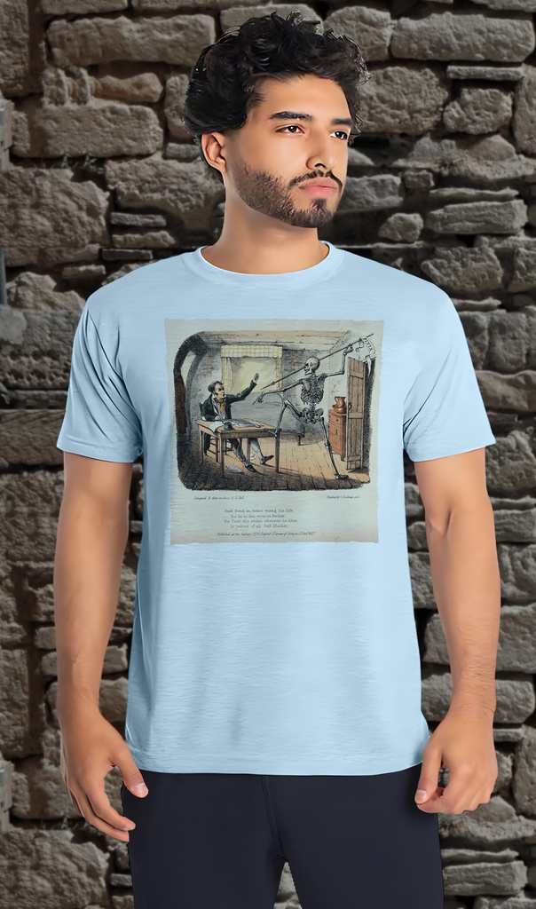"Death Finds an Author Writing His Life Story" T-Shirt Unisex