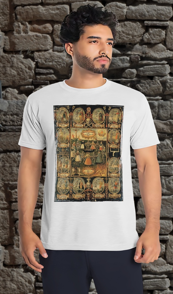 "Dance of Death Oil Painting" T-Shirt Unisex (Small, White)