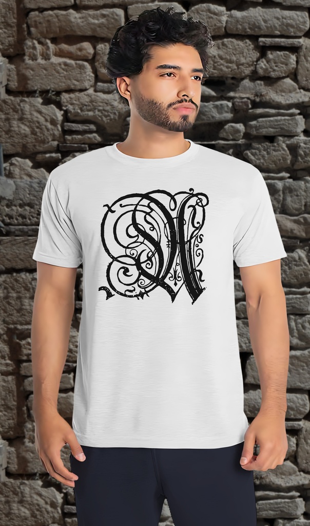 Alphabet "Kunstrichtigesch Heavy" T-Shirt Unisex (Small, White)