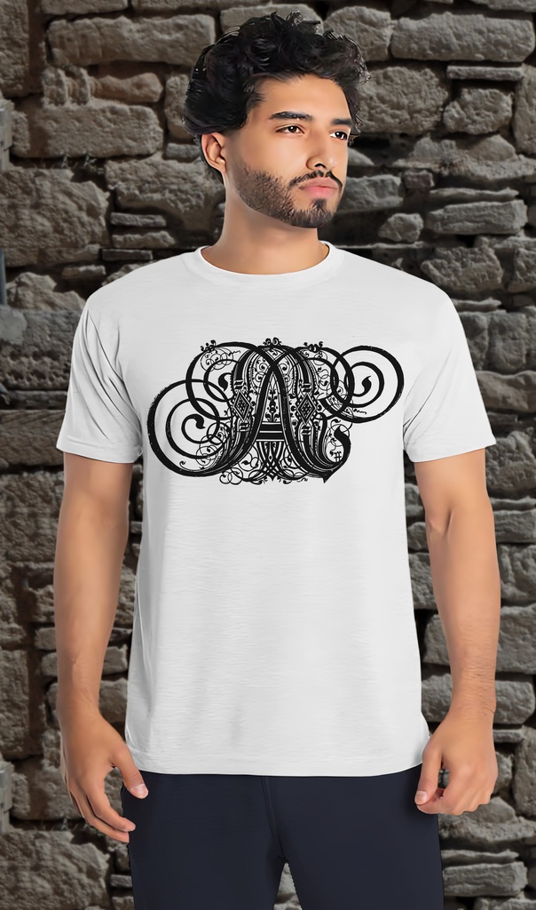 Alphabet "Kunstrichtigesch Mega" T-Shirt Unisex (Small, White)