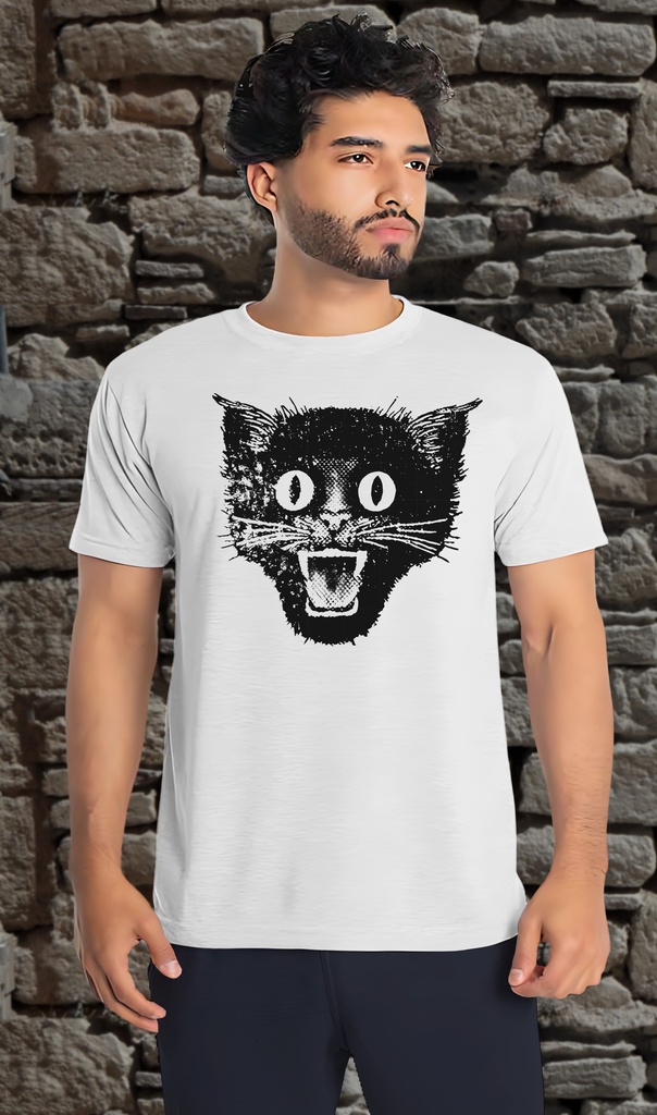 "Cat Stamp" T-Shirt Unisex (Small, White)