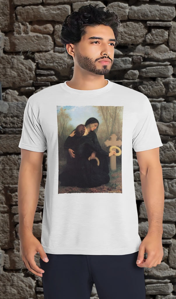 "Day of the Dead" by William Bouguereau T-Shirt Unisex (Small, White)