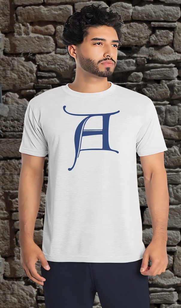 Alphabet "Goudy Lombardic" T-Shirt Unisex (Small, White)