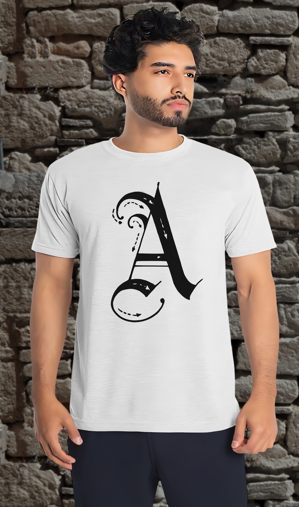 Alphabet "Old English - How to..." T-Shirt Unisex (Small, White)