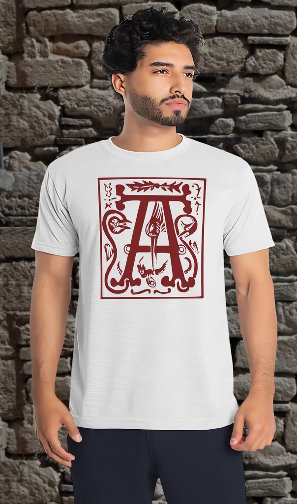 Alphabet "Ornamental 16th Century Negative" T-Shirt Unisex (Small, White)