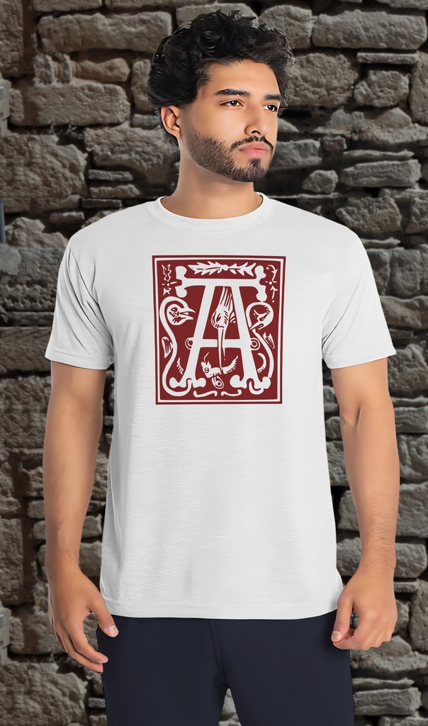 Alphabet "Ornamental 16th Century" T-Shirt Unisex (Small, White)