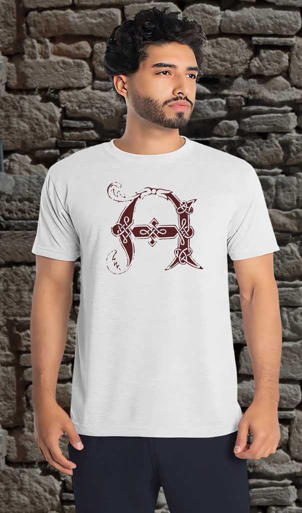 Alphabet "Ornamental Vatican 16th Century" T-Shirt Unisex (Small, White)