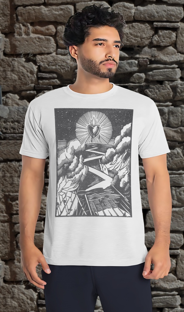 "Sacred Heart Woodcut" T-Shirt Unisex