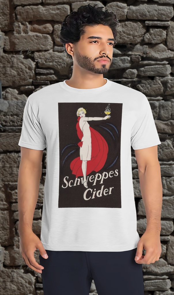 "Schweppes Cider" T-Shirt Unisex (Small, White)