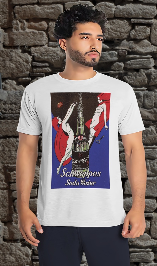 "Schweppes Soda Water" T-Shirt Unisex (Small, White)
