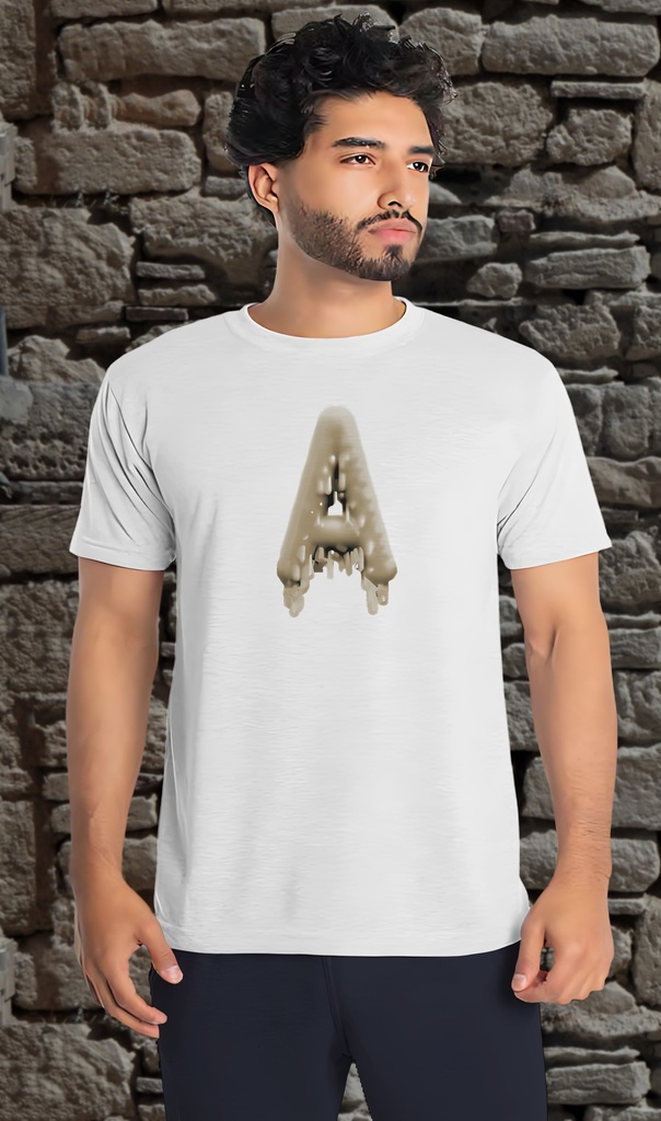 Alphabet "Dripping Wax" T-Shirt Unisex (Small, White)