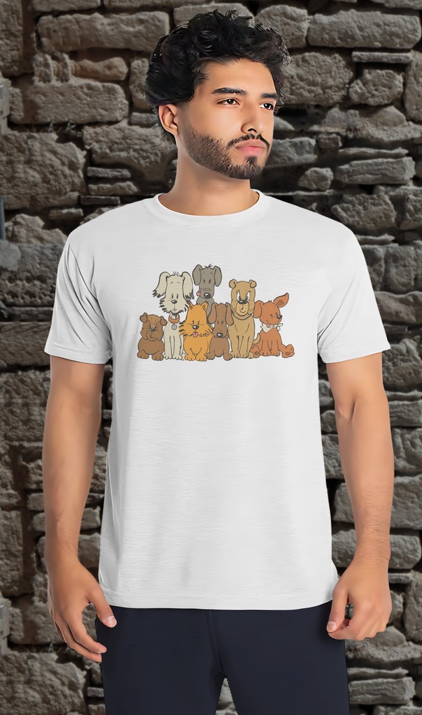 "Family of Dogs" T-Shirt Unisex (Small, White)