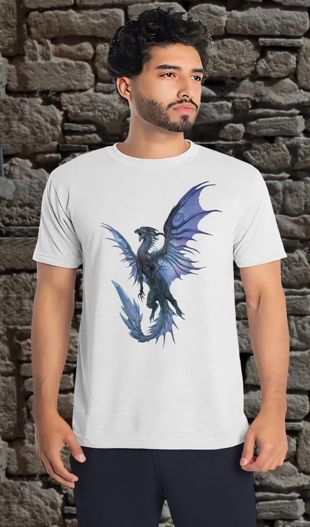 "Blue Dragon" T-Shirt Unisex (Small, White)