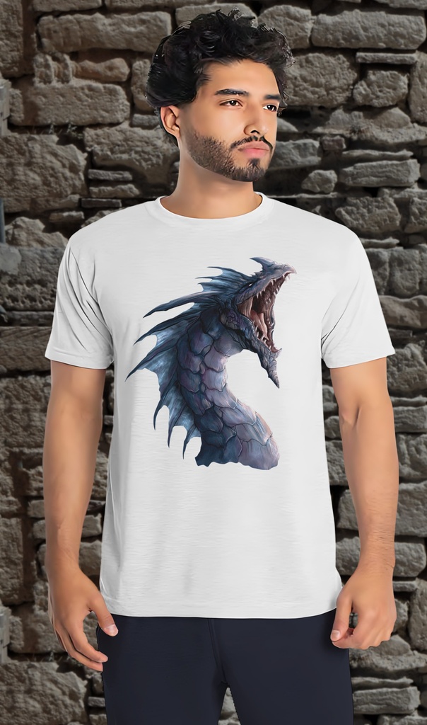 "Dragon Head" T-Shirt Unisex (Small, White)