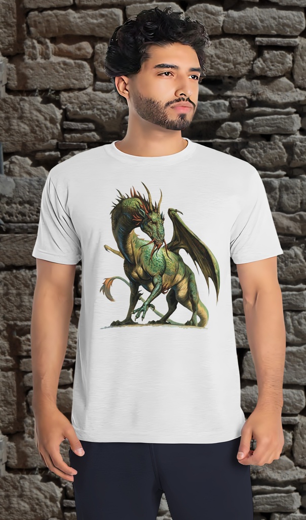 "Wise Old Dragon" T-Shirt Unisex (Small, White)
