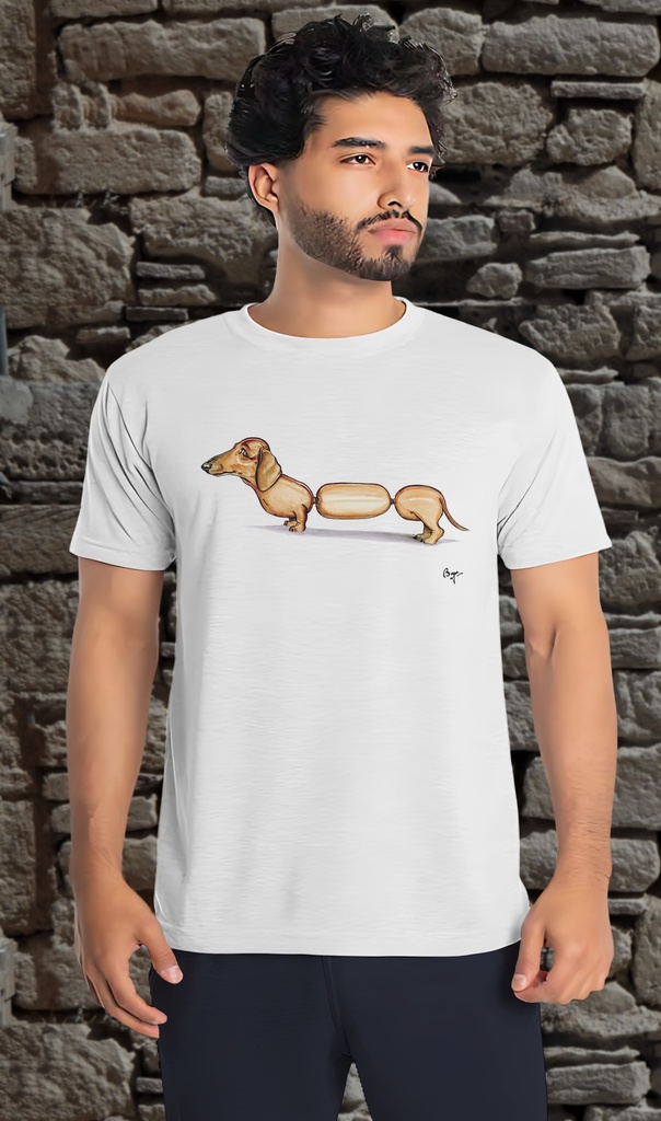"Sausage Dog" T-Shirt Unisex (Small, White)