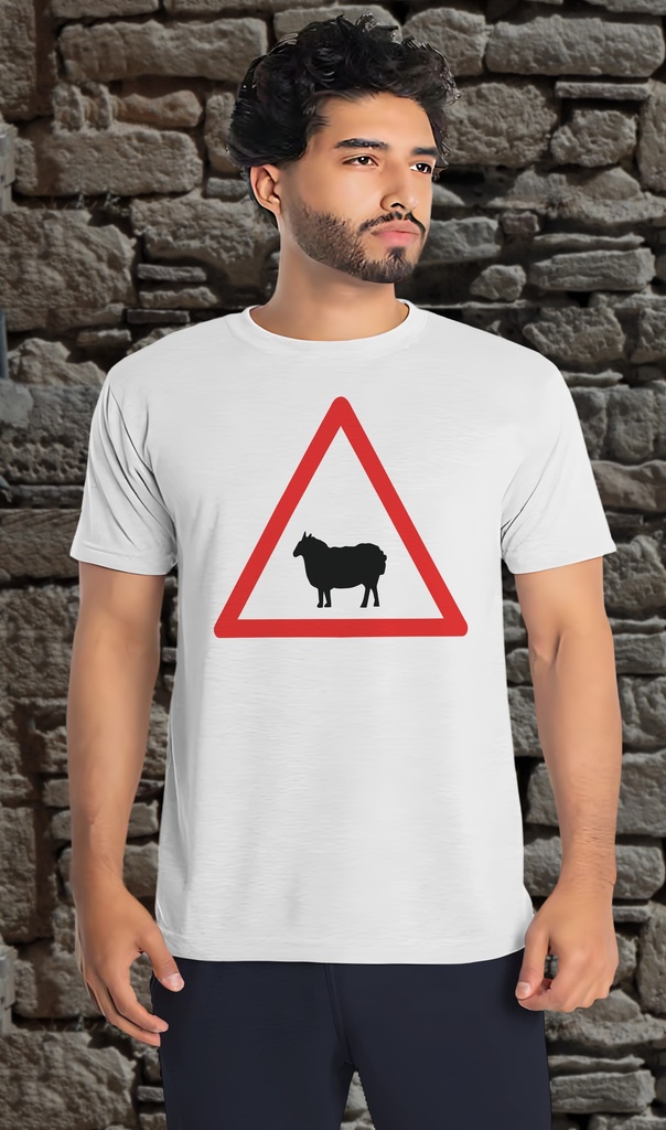 "Warning - Sheep" T-Shirt Unisex (Small, White)