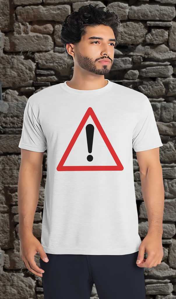 "Warning" T-Shirt Unisex (Small, White)