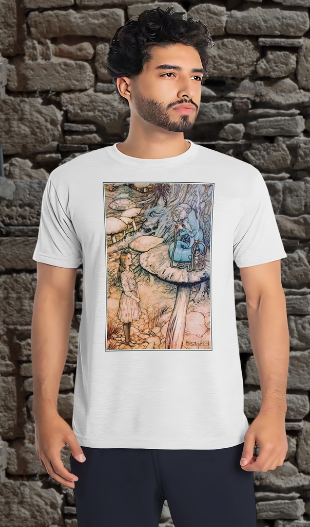 "Alice in Wonderland - Smoking 2" T-Shirt Unisex (Small, White)