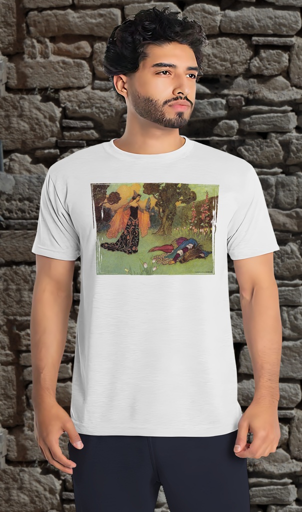 "Beauty and the Beast" by Warwick Goble T-Shirt Unisex (Small, White)