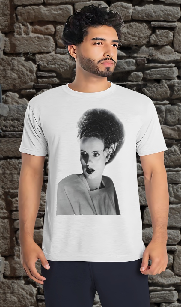 "Bride of Frankenstein 2" T-Shirt Unisex (Small, White)
