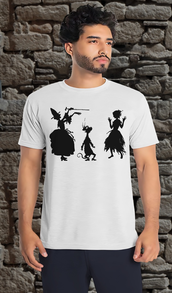 "Cinderella with the Fairy Godmother and Rat" T-Shirt Unisex (Small, White)