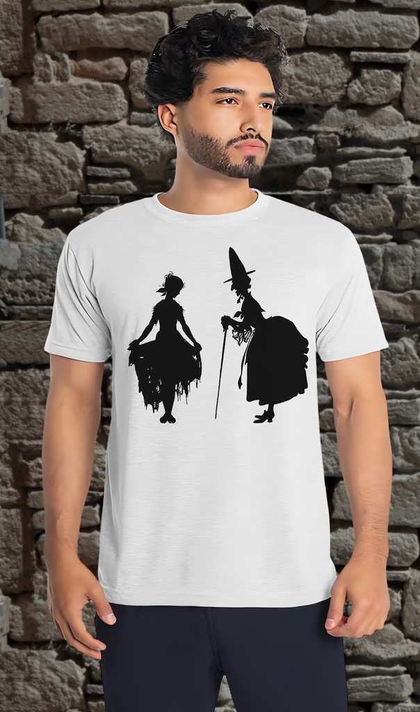 "Cinderella with the Fairy Godmother" T-Shirt Unisex (Small, White)