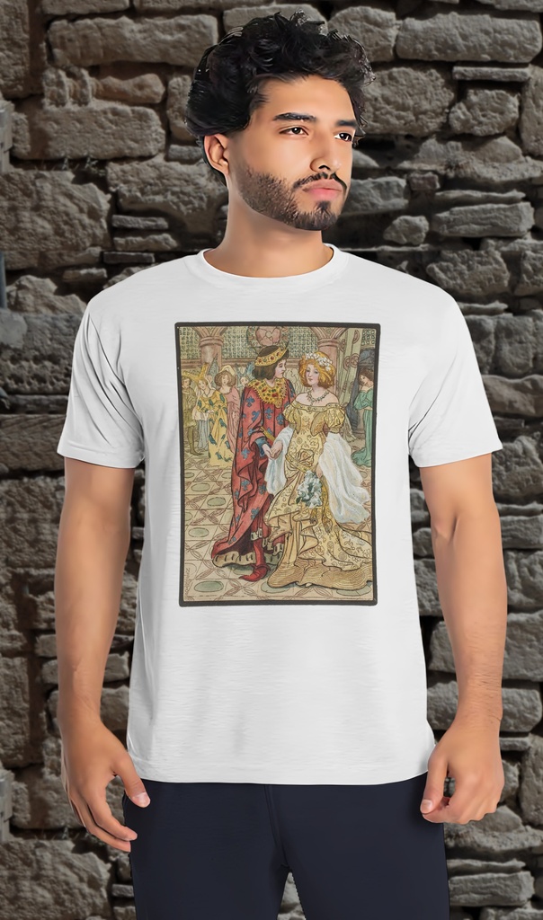 "Cinderella Meeting the Prince'" T-Shirt Unisex (Small, White)