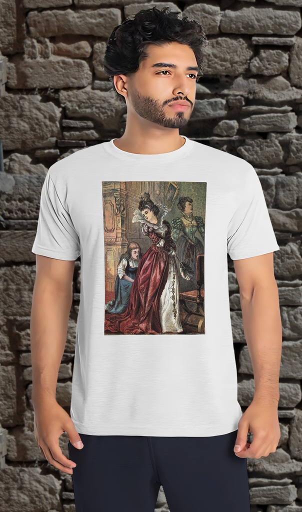 "Cinderella's Wicked Stepsisters Dress Fitting" T-Shirt Unisex (Small, White)