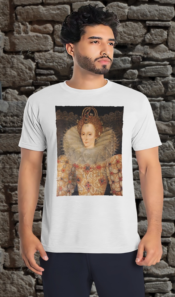 "Elizabeth I - English Portrait" T-Shirt Unisex (Small, White)
