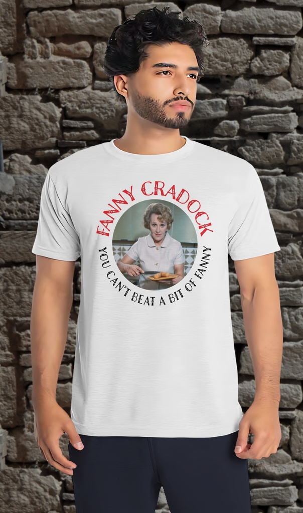 "Fanny Cradock" T-Shirt Unisex (Small, White)