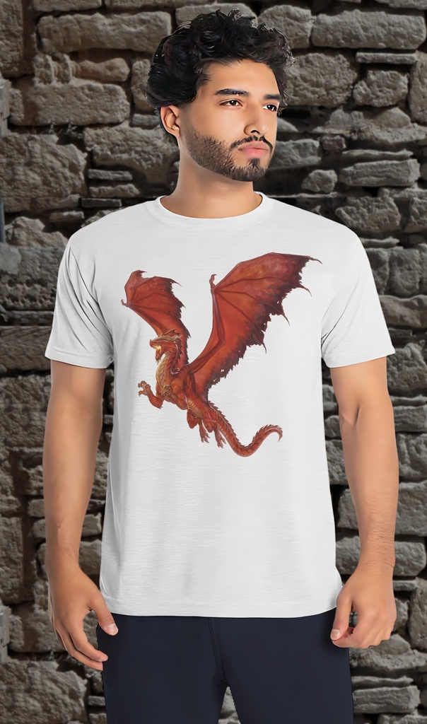 "Fantasy Dragon 4" T-Shirt Unisex (Small, White)