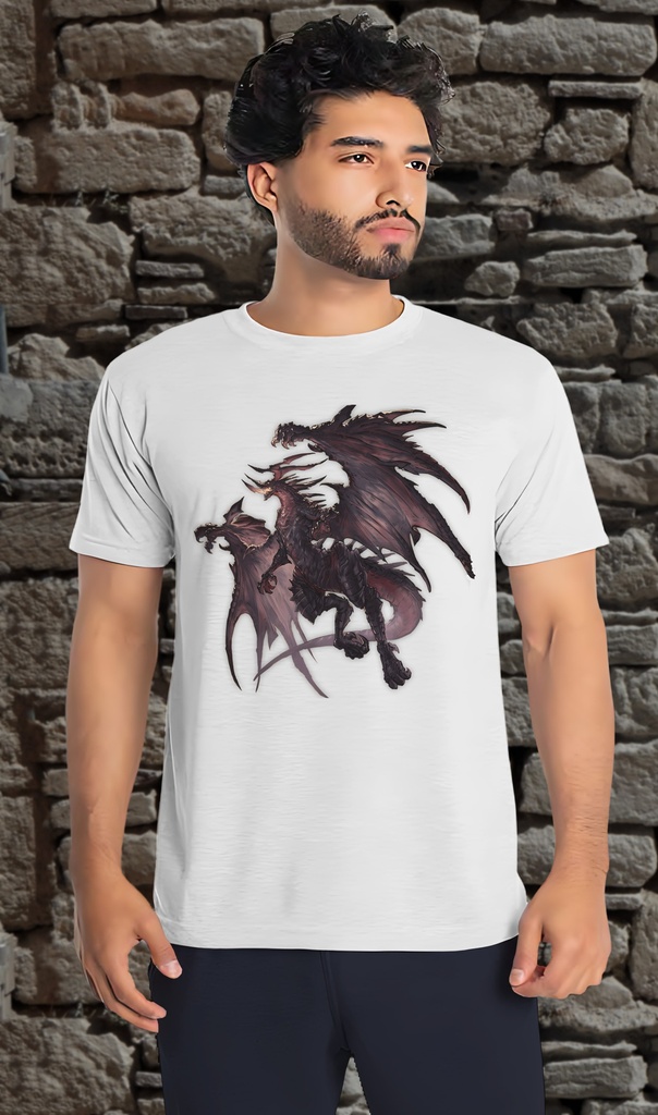 "Fantasy Dragon 1" T-Shirt Unisex (Small, White)