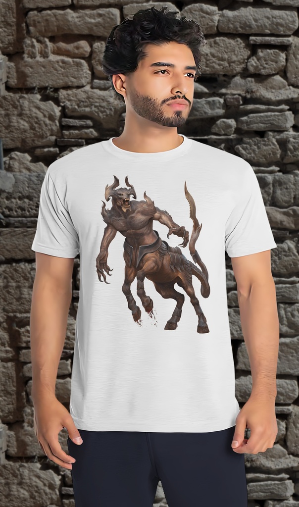 "Fantasy Minotaur" T-Shirt Unisex (Small, White)