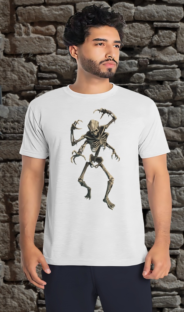 "Fantasy Skeleton Monster" T-Shirt Unisex (Small, White)