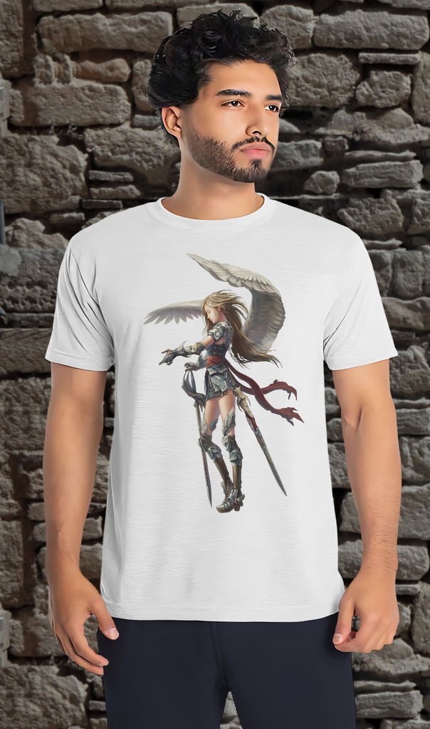 "Fantasy Warrior 1" T-Shirt Unisex (Small, White)