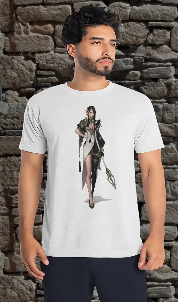 "Fantasy Warrior 3" T-Shirt Unisex (Small, White)