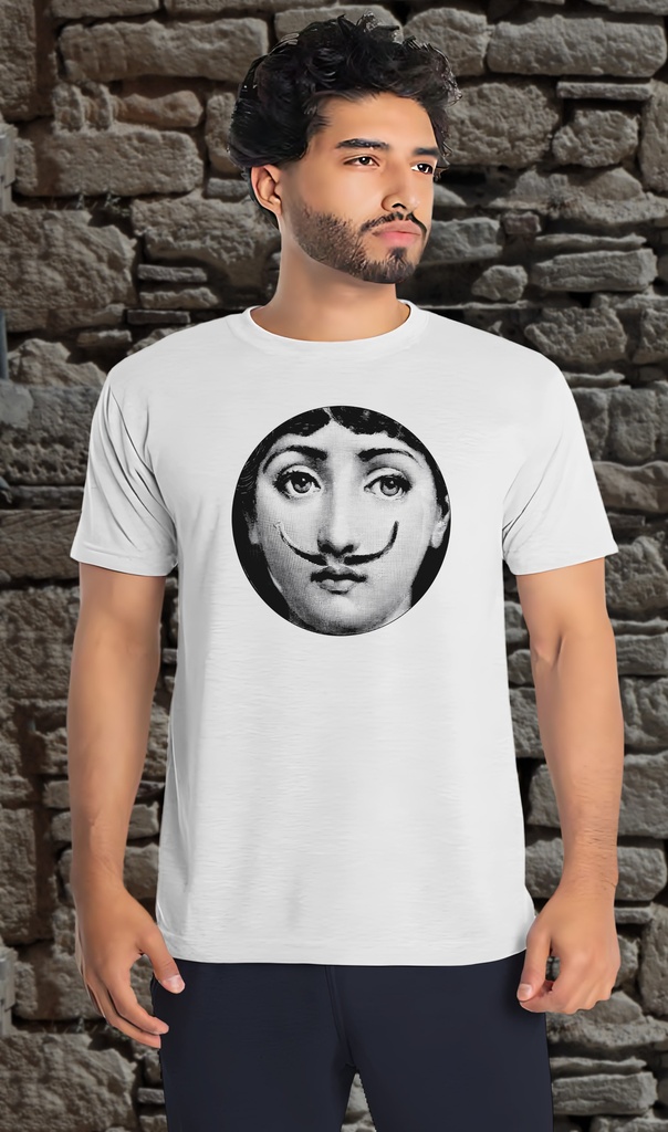 "Fornasetti - Mostache" T-Shirt Unisex (Small, White)