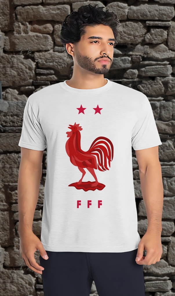 "France Coq Red" T-Shirt Unisex (Small, White)
