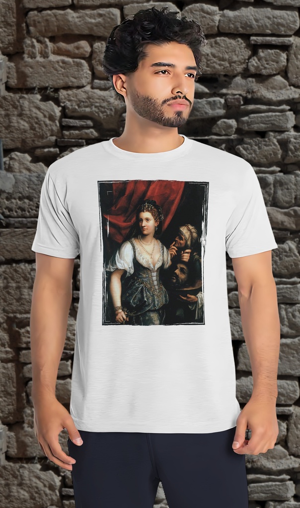 "Judith with the head of Holoferne" by Fede Galizia T-Shirt Unisex (Small, White)