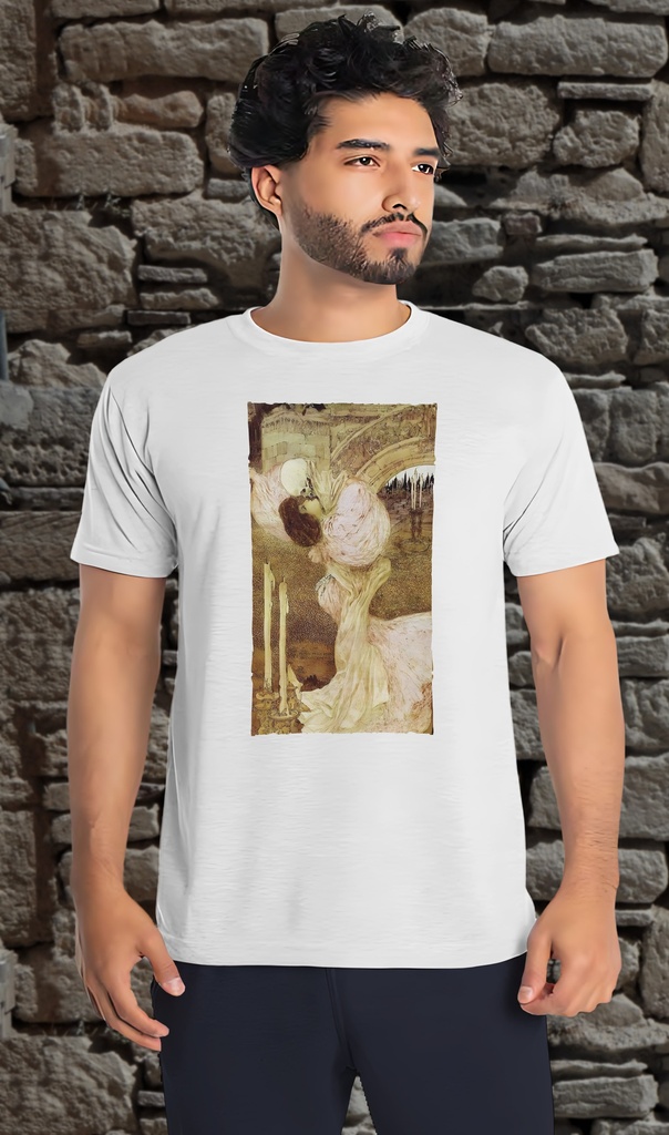 "Dance Macabre" by Gustav Adolf Mossa T-Shirt Unisex (Small, White)