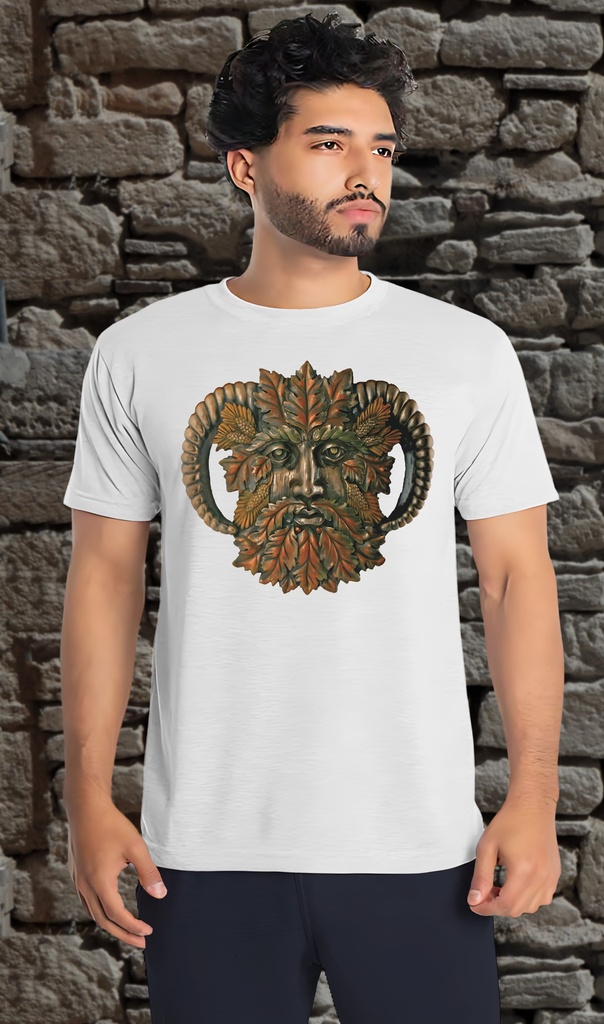 "The Green Man 2" T-Shirt Unisex (Small, White)