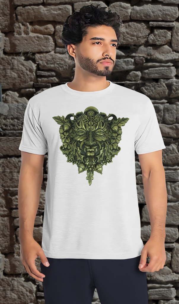 "The Green Man" T-Shirt Unisex (Small, White)