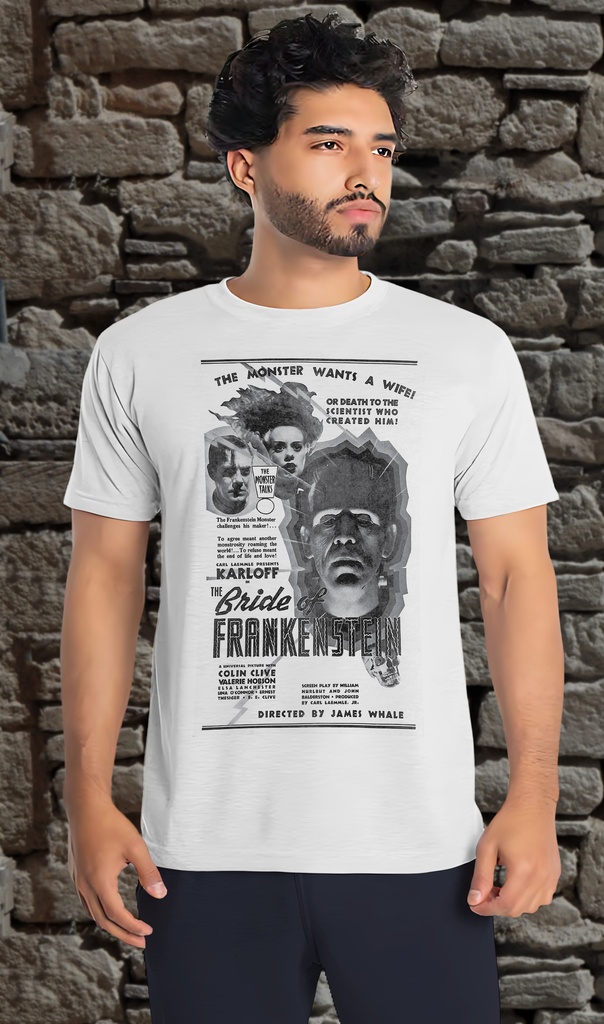 "Frankenstein - Needs a Bride" T-Shirt Unisex (Small, White)